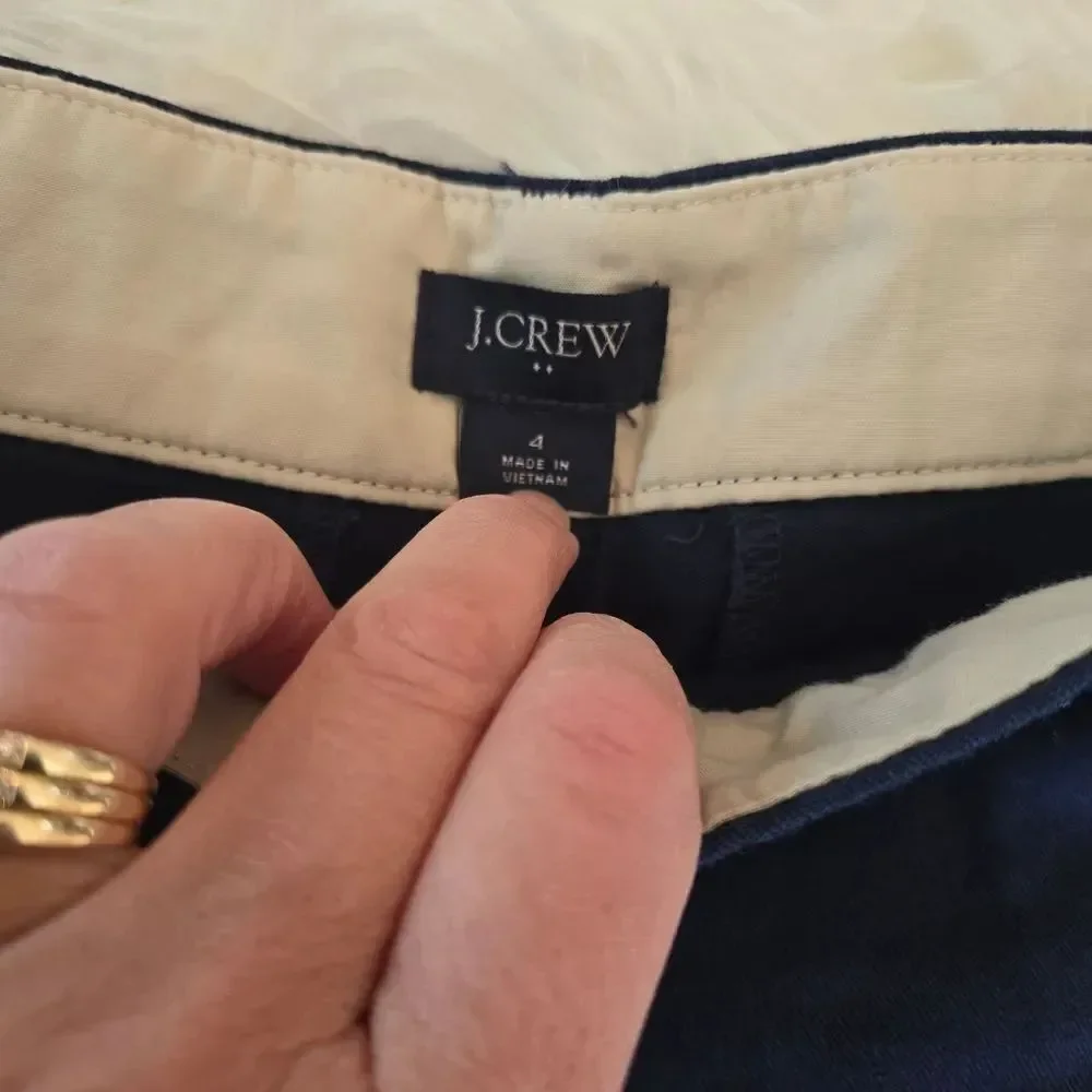 J. Crew Navy and Cream Waistband Shorts Size 4